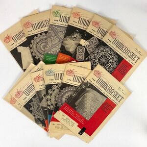 1957 The Workbasket Magazine Vol 22 Lot of 12 Mid Century Craft Crochet Patterns